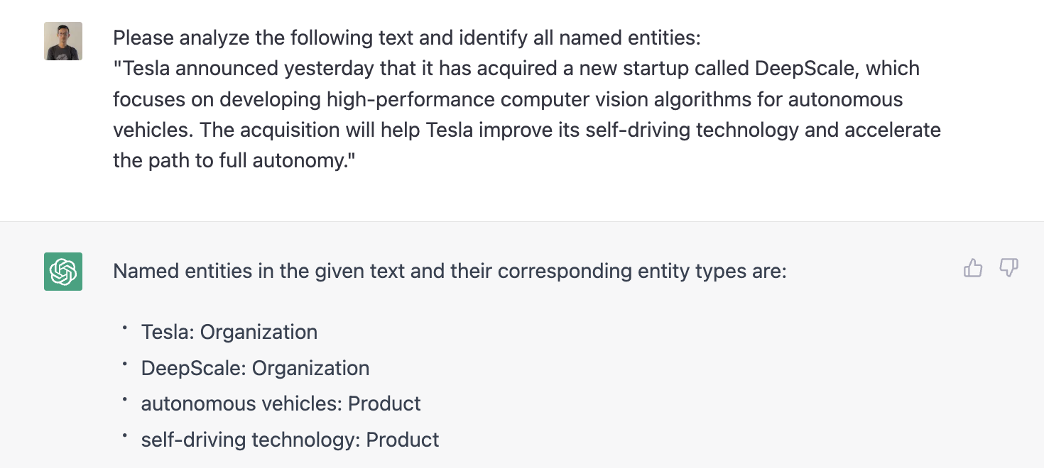 ChatGPT Named Entity Recognition